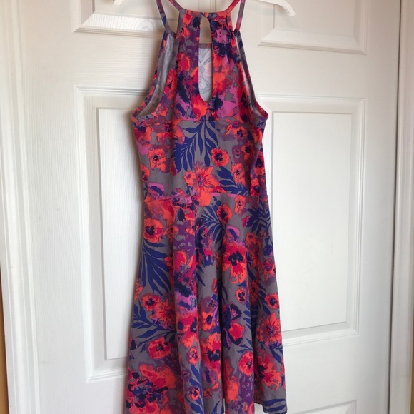 Tropical Neon Floral Dress Flower Hawaiian Resort - Picture 5 of 7